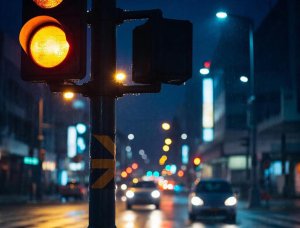 Почему ночью на некоторых перекрестках загораются мигающие огни светофора - фото